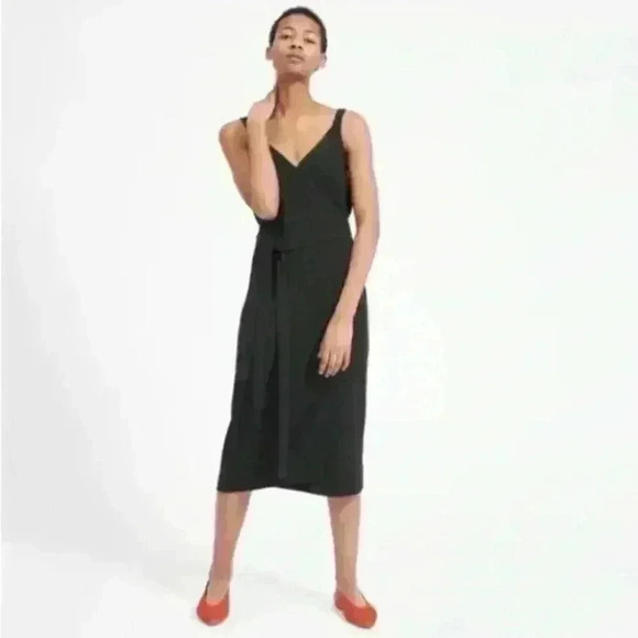 NWT Everlane Midi Wrap Dress, Size 0 | Japanese GoWeave Tank Wrap Dress in Black - Picture 1 of 7